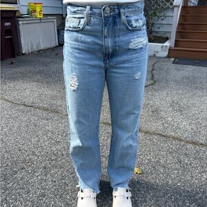 Womens Light Blue Distressed Jeans